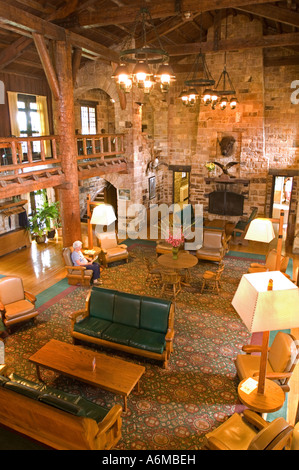 Lobby of the Giant City Lodge in Giant City State Park Makanda IL Stock Photo