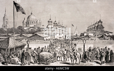 Fair at Nijni, Novgorod, Russia, in the 19th century. Stock Photo