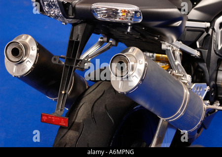 Aprilia motorbike mufflers motorcycle details Stock Photo