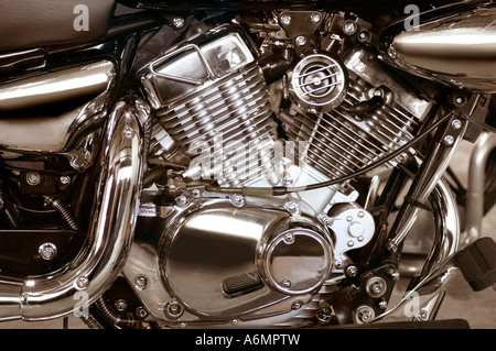 Shiny powerful motorcycle engine Stock Photo