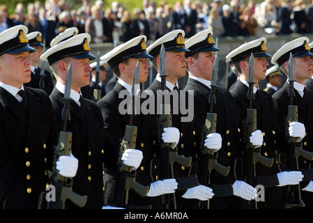 Britannia Royal Naval College Dartmouth UK - passing out parade of newly graduated officers Stock Photo