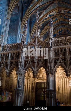 The finely carved rood screen at Albi cathedral,  St Cecile Tarn SW France Stock Photo