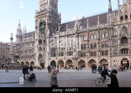 Marienplatz & Neues Rathaus, Munich, Bavaria, Germany Stock Photo