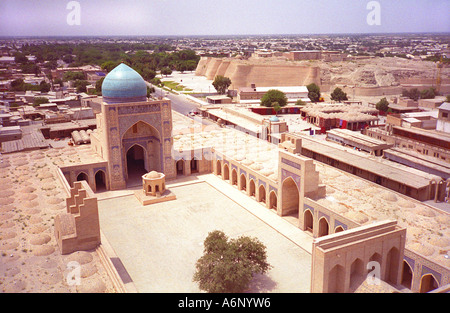 View from Kalon Minaret Mosque and the Ark Bukhara Uzbekistan Stock Photo