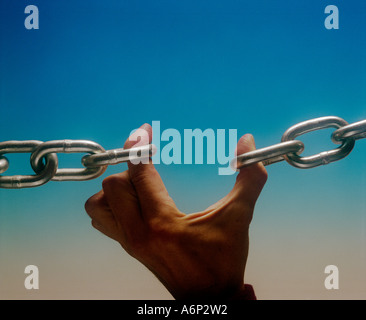 A broken ink in a chain and the weakest link Stock Photo