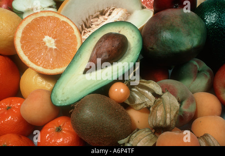 Various tropical sub tropical exotic fruits Stock Photo