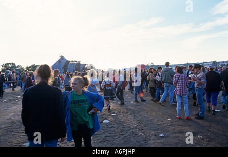 Festival Goers At Glastonbury Festival Pilton Somerset UK Europe Stock Photo