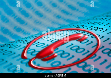 Binary code with a symbol of telephone on it Stock Photo