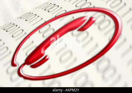 Binary code with a symbol of telephone on it Stock Photo