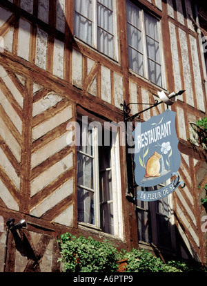 Restaurant sign in Honfleur, Normandy, France Stock Photo