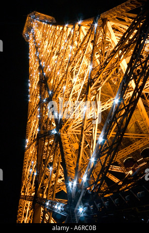 Flashing strobes every hour on the hour for ten 10 minutes after eight in the evening Eiffel Tower Paris France Europe Stock Photo