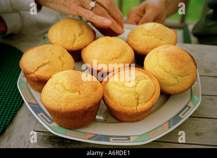 Traditional fare at Cape Cod barbecues includes corn bread Stock Photo