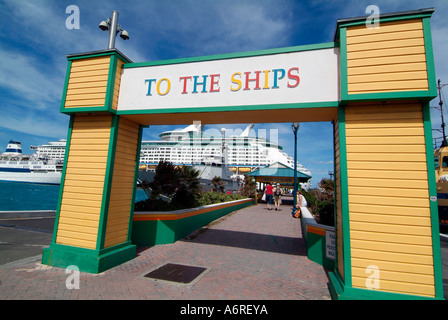 The cruise ship Carnival Fantasy from Port Canaveral Florida FL visits the Bahamas Nassau Stock Photo