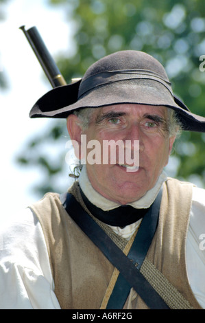Pioneer reenactor at the celebration of the settlement of Boone's Station in Kentucky Stock Photo