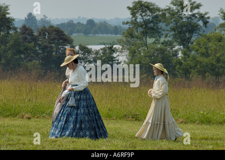 Ladies in Period Dress at Camp Nelson Stock Photo