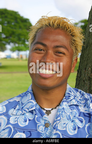 Smiling local Hawaiian man with bleached hair and big smile