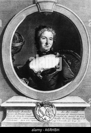Chatelet, Gabrielle Emilie du, 17.12.1706 - 10.9.1749, French natural scientist, portrait, engraving, 18th century, science, Fra Stock Photo