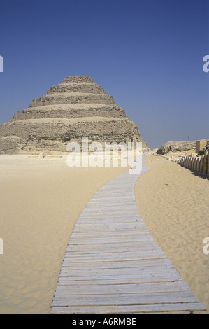 Africa, Egypt, Cairo, Saqqara. The first step pyramid, built for king Zoser Stock Photo