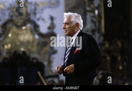 'Bernstein, Leonard, 25.8.1918 - 14.10.1990, American conductor & composer, conducting 'The Creation', concert with choir & Sy Stock Photo