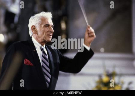 'Bernstein, Leonard, 25.8.1918 - 14.10.1990, American conductor & composer, conducting 'The Creation', concert with choir & Sy Stock Photo