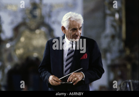 'Bernstein, Leonard, 25.8.1918 - 14.10.1990, American conductor & composer, conducting 'The Creation', concert with choir & Sy Stock Photo