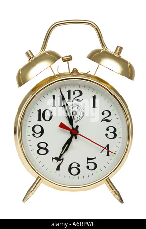 Gold Alarm Clock Stock Photo