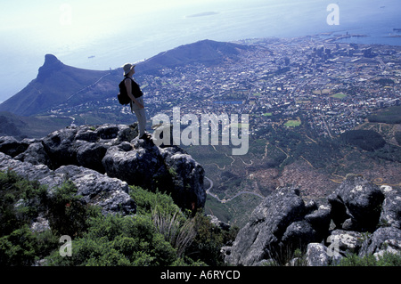 Africa, South Africa, South Western Cape, Cape Town, rock outcrop on Skeleton Gorge Trail on Table Mountain,  (MR) Stock Photo