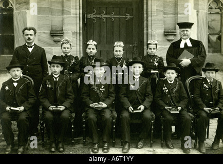 religion, christianity, ceremonies, confirmation, group picture, confirmands, circa 1910, Stock Photo