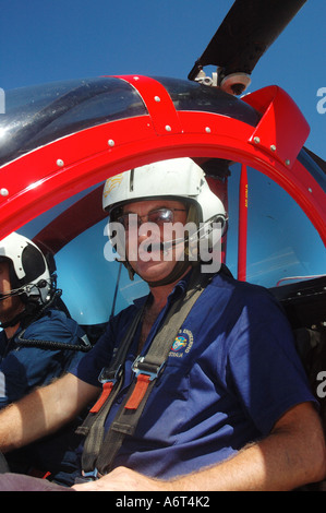 chopper pilot and helicopter Maroochydore Airport Queensland Australia Stock Photo