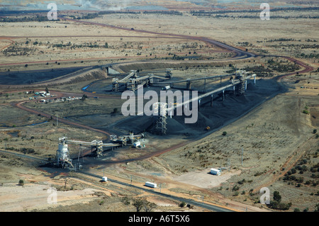 aerial view of Central Queensland coal mine processing and loading plant   Australia Stock Photo