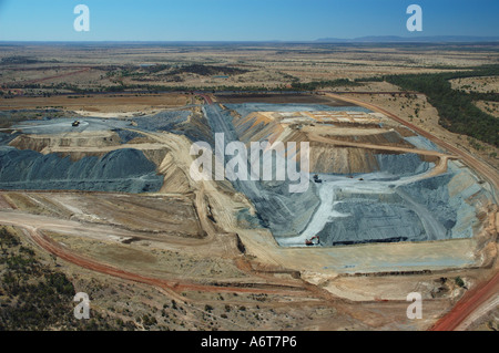 open cut coal mine aerial Queensland Australia Stock Photo
