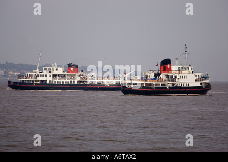 The world famous Mersey Ferries run from the Pierhead to the Wirral past the world heritage waterfront Stock Photo