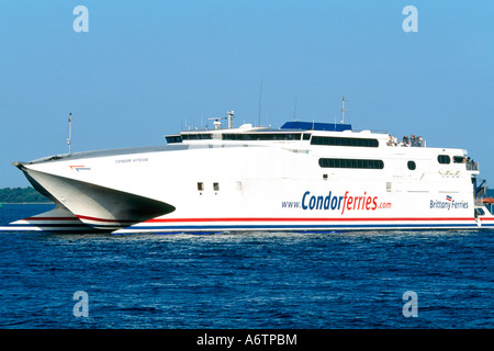 Condor Ferries, High Speed Catamaran Passenger Ferry, Operating From Poole In Dorset To Guernsey In The Channel Islands Stock Photo