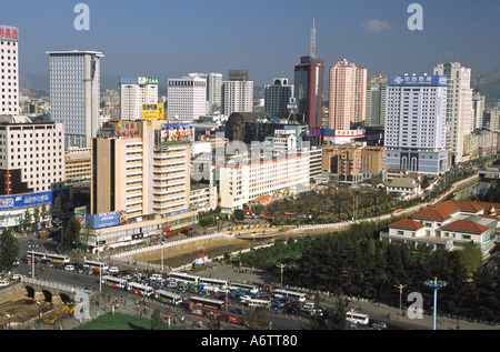 China, Yunnan, Kunming. Central downtown cityscape in Kunming city Stock Photo