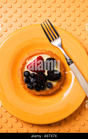 Tart on yellow plate Stock Photo