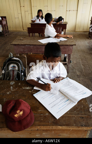 School in village Tanjung Harapan, Central-Kalimantan, Borneo, Indonesia Stock Photo