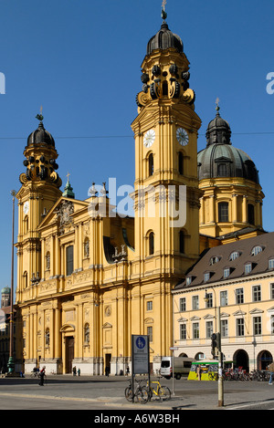 Theatinerkirche St. Kajetan and Ludwigsstrasse, Munich, Bavaria, Germany Stock Photo