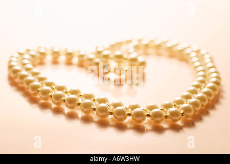 Pearl Necklance in Heart Shape Stock Photo