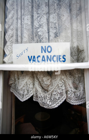 No Vacancies Sign in Seaside Resort B B Window Stock Photo