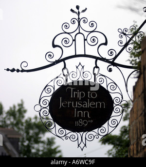 The Trip to Jerusalem Public House in Nottingham at the foot of Nottingham Castle Arguably the oldest pub in the UK Stock Photo