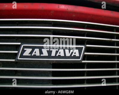detail of radiator grill of a Zastava from Yougoslavia Serbia from Zastava Yugo Automobili in Kragujevac Stock Photo