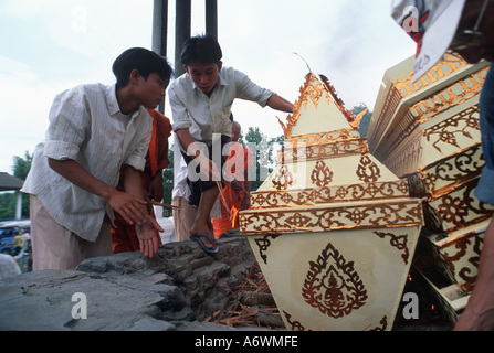 Lao Buddhist funeral and cremation ceremony Stock Photo