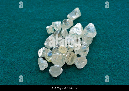 Uncut diamonds in the sorting room at De Beers Diamond Trading Company in Harry Oppenheimer House in Kimberley South Africa. Stock Photo