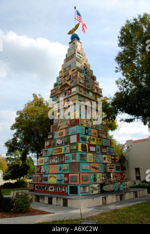 Monument of States 50th anniversary with 50 time capsule to be opened in 2043 Historic downtown Kissimmee Florida FL Stock Photo