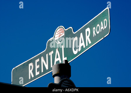 Rental Car Road Street sign marker at the Sarasota Florida Airport Stock Photo