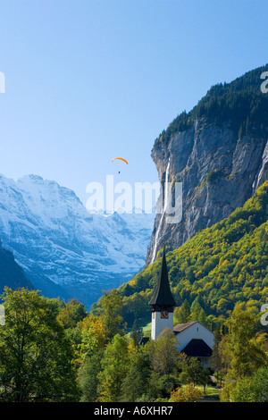 Switzerland Berner Oberland View over Lauterbrunnen Stock Photo