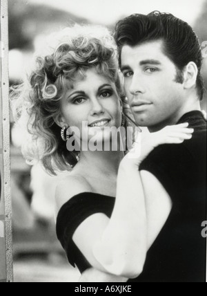 GREASE John Travolta and Olivia Newton John in the 1978 Paramount film Stock Photo