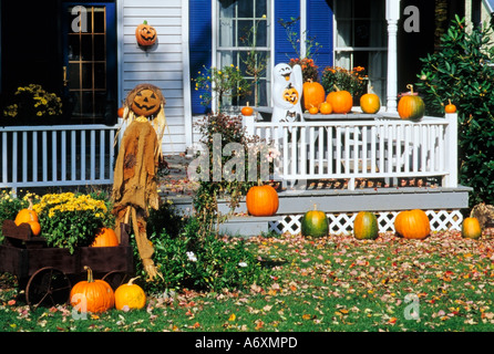 Halloween Decorations, Millerton, Dutchess County, New York State, USA Stock Photo