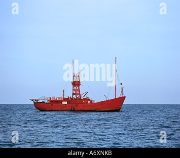 Shipwash lightvessel in calm weather off Harwich on the the east coast of England, North Sea, United Kingdom Stock Photo