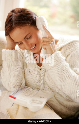 Woman talking on phone Stock Photo